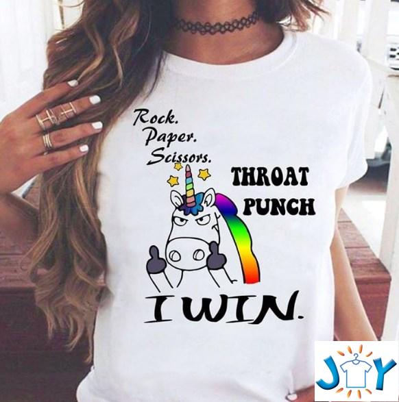 Unicorn Rock paper scissors throat punch I win shirt hoodie sweater tank top