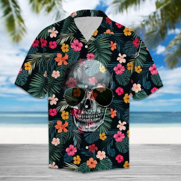 Tropical Skull Wear Sunglasses Hawaiian Shirt