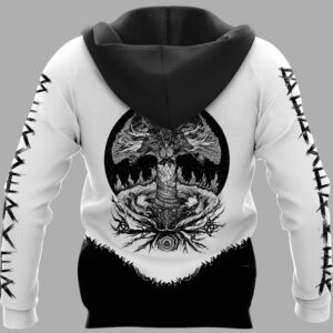 Viking Bear Skull And Yggdrasil 3D Hoodie - back