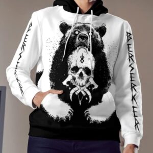 Viking Bear Skull And Yggdrasil 3D Hoodie-mk