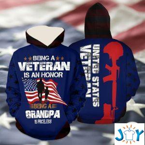 being a veteran is an honor being a grandpa is priceless d hoodie