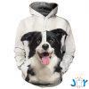 border collie laughing d all over print hoodie