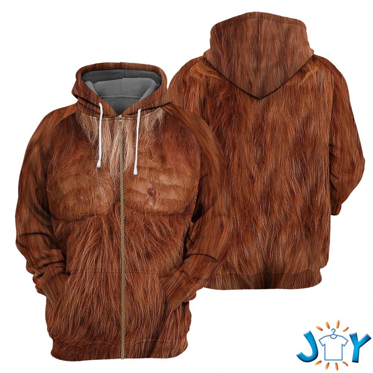 Brown Bigfoot Fur 3D Hoodie