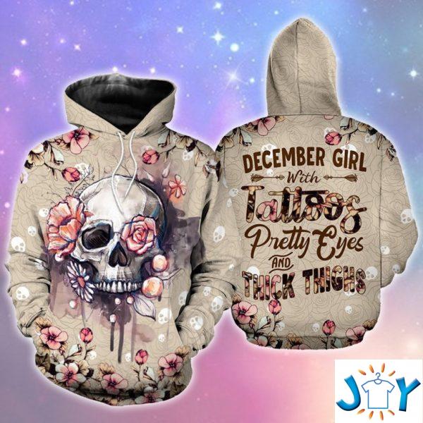 december girl with tattoos pretty eyes and thick thighs skull d hoodie