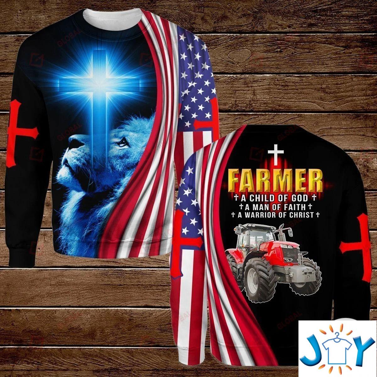 Farmer A Child Of God A Man Of Faith A Warrior Of Christ 3D Hoodies, Sweatshirt, Hawaiian Shirt