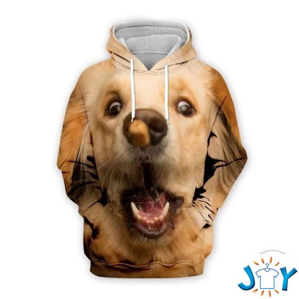 golden retriever playing with toy big face d hoodie