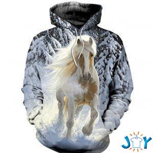 horse snow d all over printed hoodie