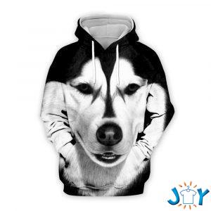 husky dog d all over printed hoodie