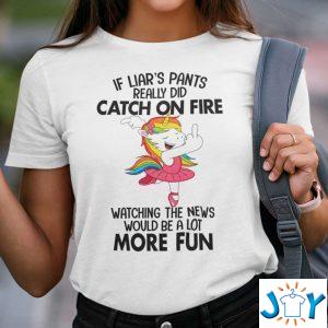 if liars pants really did catch on fire unicorn shirt M