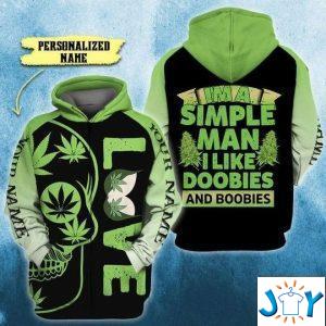 im a simple man i like doobies and boobies skull d all over printed hoodie