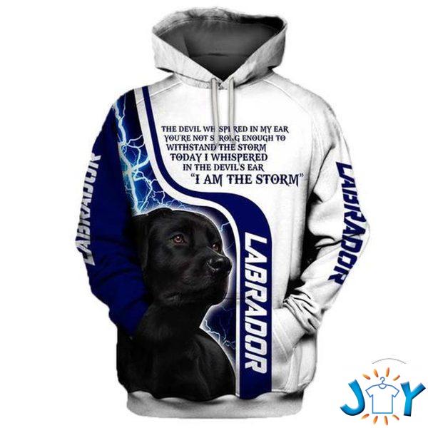 labrador the devil whispered in my ear youre not strong enough to withstand the storm d hoodie