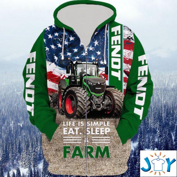 life is simple eat sleep farm d zip hoodie