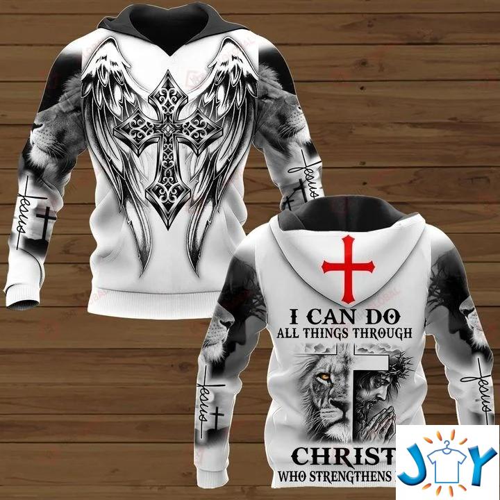 Lion I can do all things through Christ who strengthens me 3D AOP hoodie