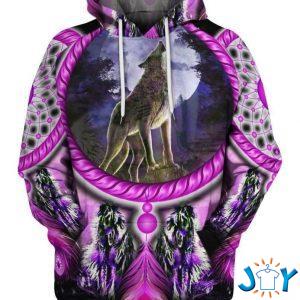 native american wolf violet d hoodie