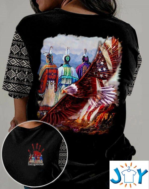native indigenous american eagle d all over print t shirt hoodie