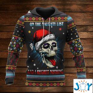 on the naughty list and i regret nothing skull christmas d hoodie