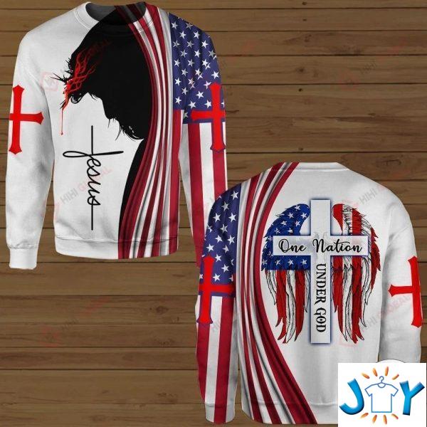 one nation under god jesus american flag d hawaiian shirt hoodies and sweatshirt