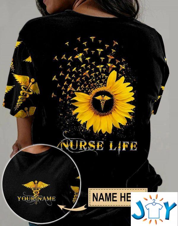 personalized nurse life sunflower d all over print t shirt hoodie