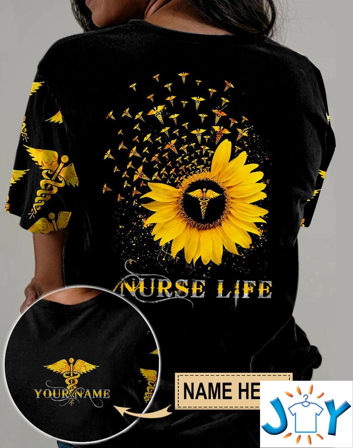 Personalized Nurse Life Sunflower 3D All Over Print T-Shirt, Hoodie