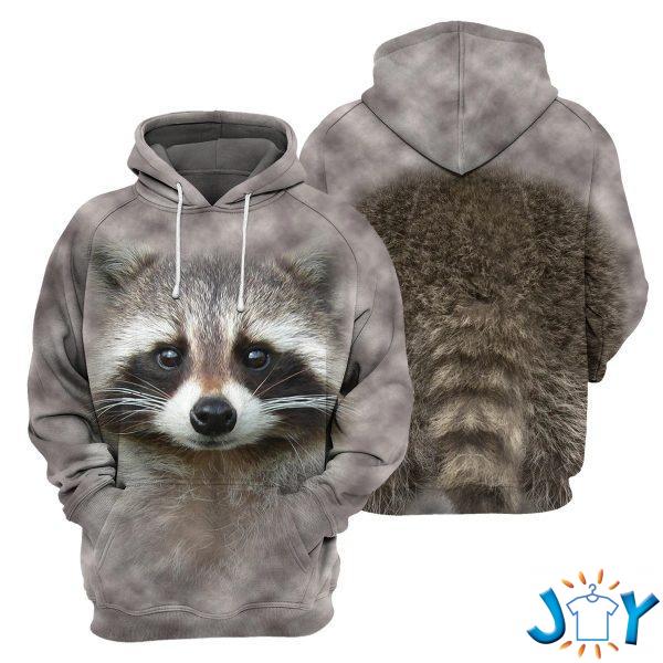 raccoon d all over printed shirt hoodie