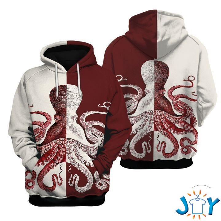 Red Octopus 3D Hoodies