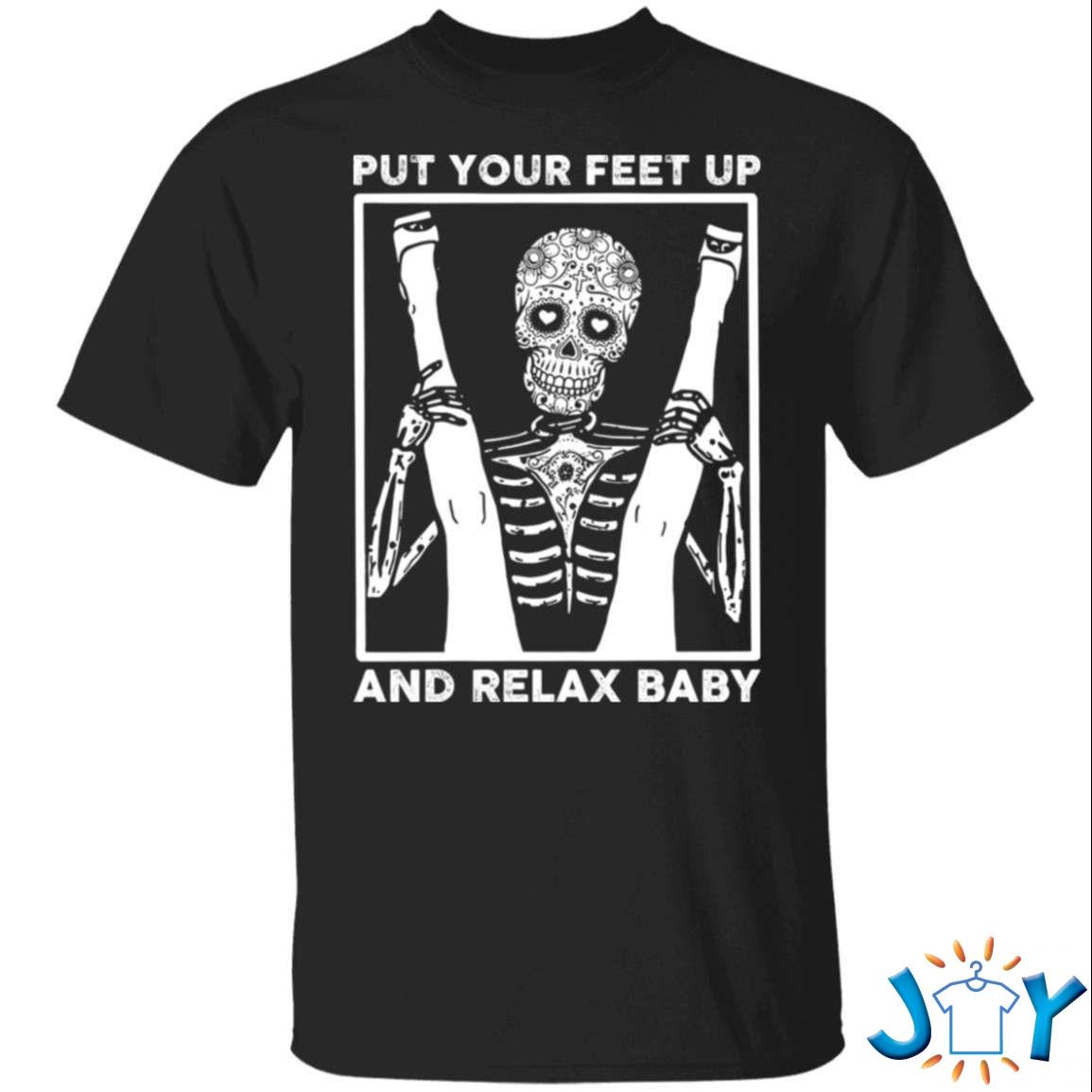 Skeleton put your feet up and relax baby shirt