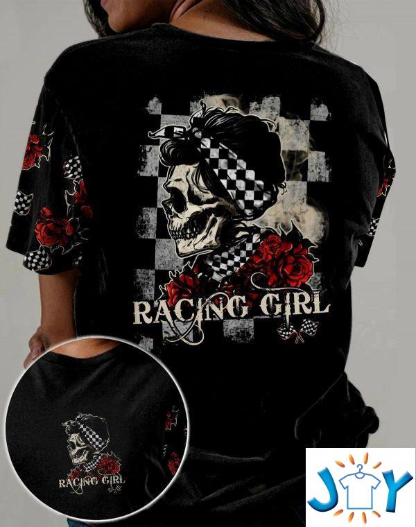 skull racing girl rose d all over print t shirt hoodie