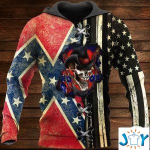 skull the confederate and us flag d hoodie