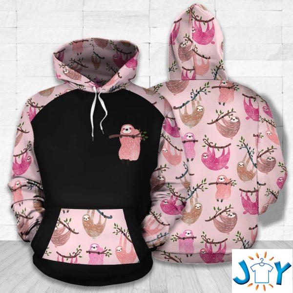 sloth pink pattern d hoodie