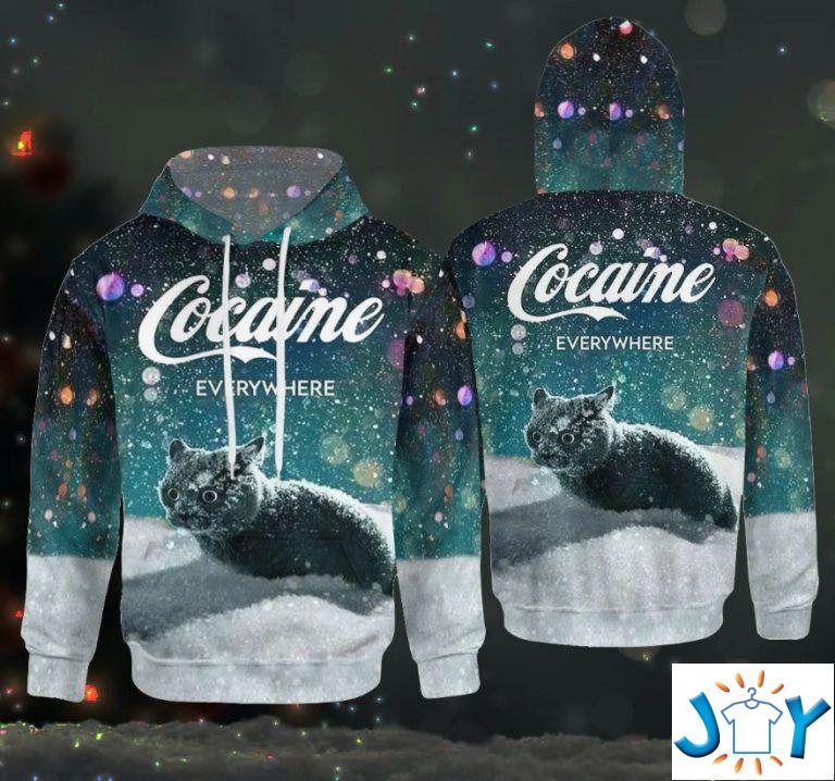 Snow Cat Cocaine Everywhere 3D Sweatshirt & Hoodie | Joy Tshirt