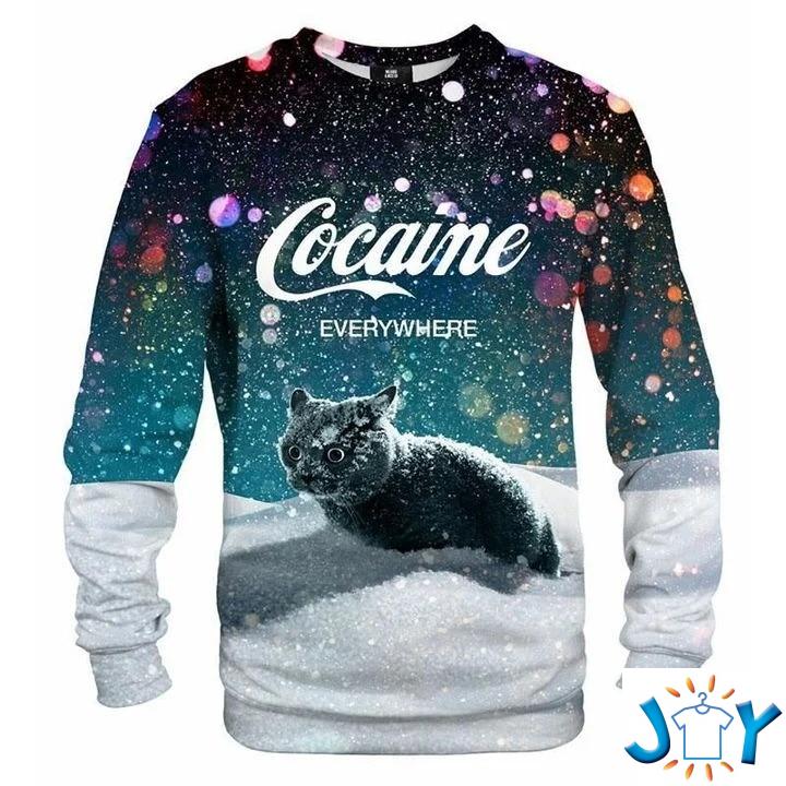 Cocaine Everywhere Let it snow cat Sweatshirt