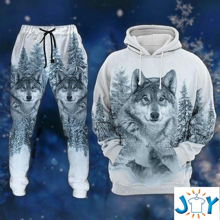 Snow Wolf 3D Hoodie and Sweatpants snow wolf d hoodie and sweatpants