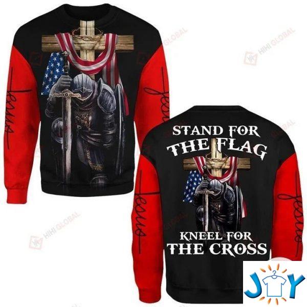 stand for the flag kneel at the cross jesus christ d hoodies sweatshirt