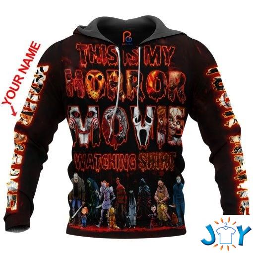 this is my horror movie watching shirt custom name d all over printed hoodie