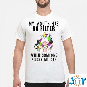 unicorn middle finger my mouth has no filter when someone pisses me off t shirt M