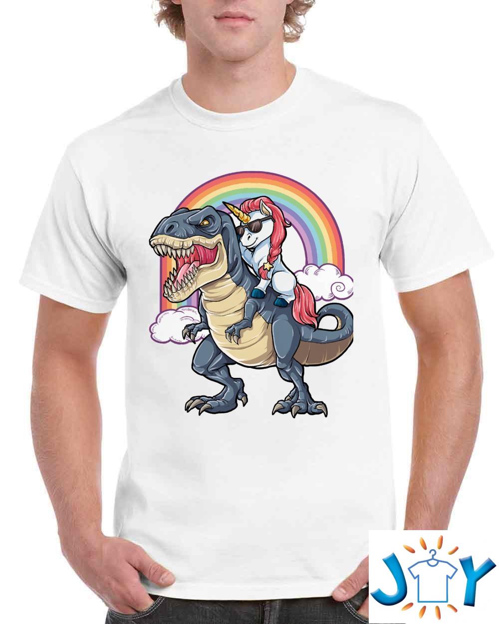 Unicorn Riding Dinosaur – Rex Funny Unicorns Party Rainbow Squad Gifts for Kids Boys Girls Shirt