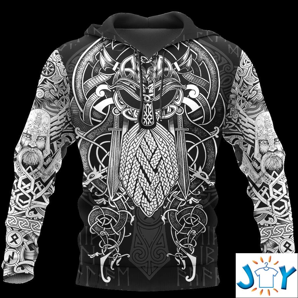 Vikings – Odin Tattoo Style 3D Hoodie vikings odin tattoo style d all over print hoodie