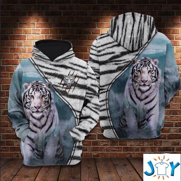 white tiger d all over print hoodie