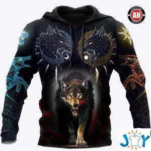 wolf d all over print hoodies sweatshirt and t shirt