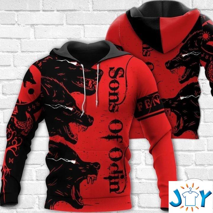 Wolf Sons of Odin Red 3D Hoodies wolf sons of odin red d hoodies