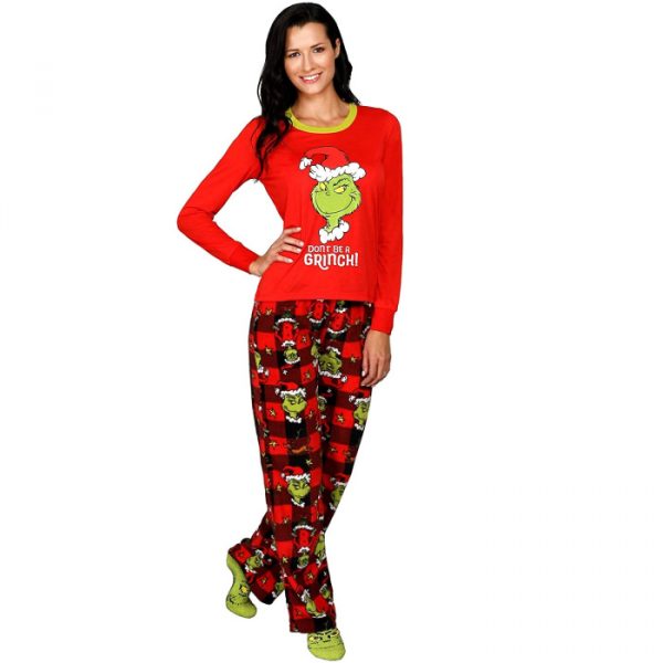 Dr. Seuss Grinch Christmas Matching Family Pajamas woman
