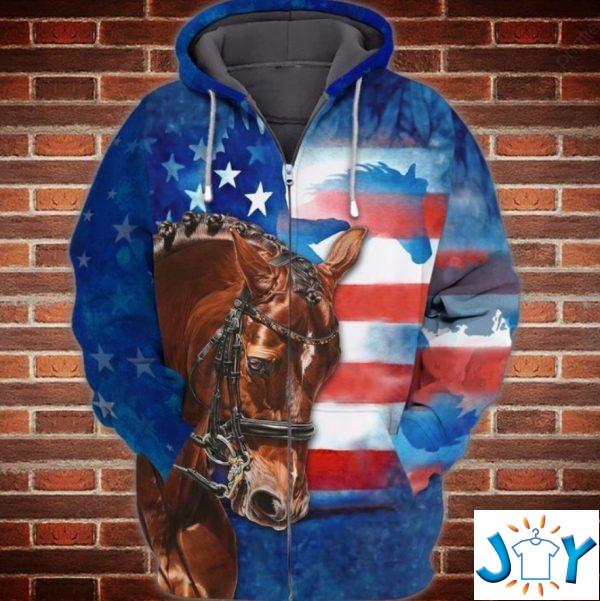 America Flag Love Horse D Hoodie
