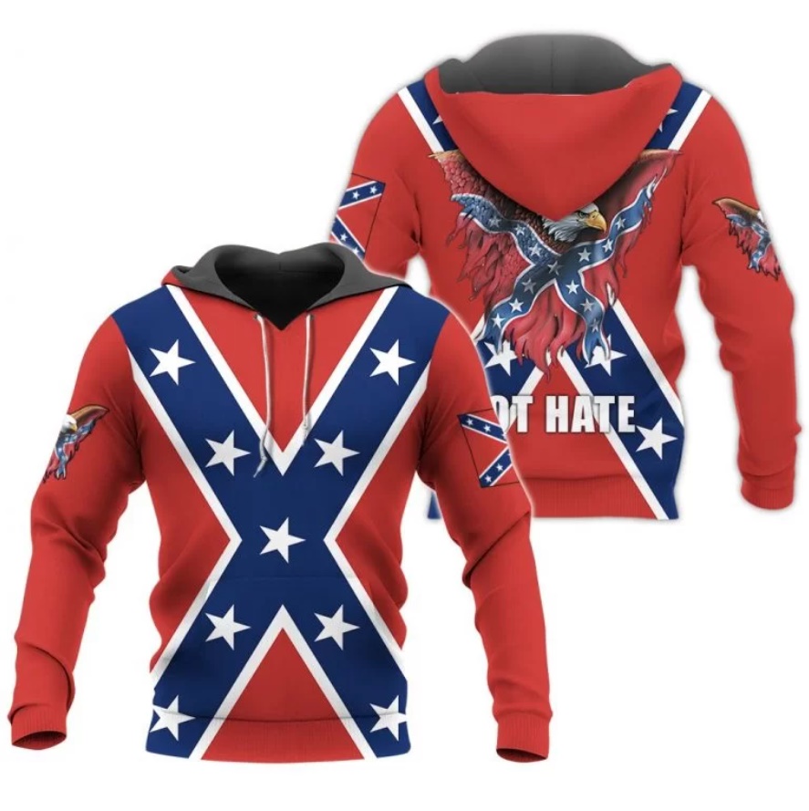 Heritage Not Hate Rebel Flag 3D Hoodie Heritage Not Hate Rebel Flag 3D Hoodie