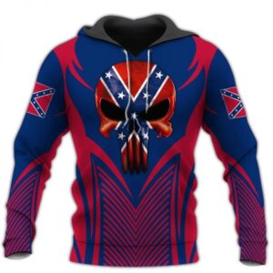 Skull Punisher Confederate Flag 3D Hoodie