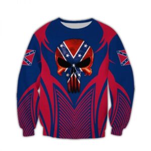 Skull Punisher Confederate Flag 3D Sweatshirt