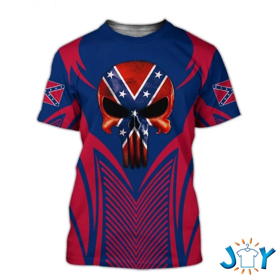 Skull Punisher Confederate Flag 3D T-shirt