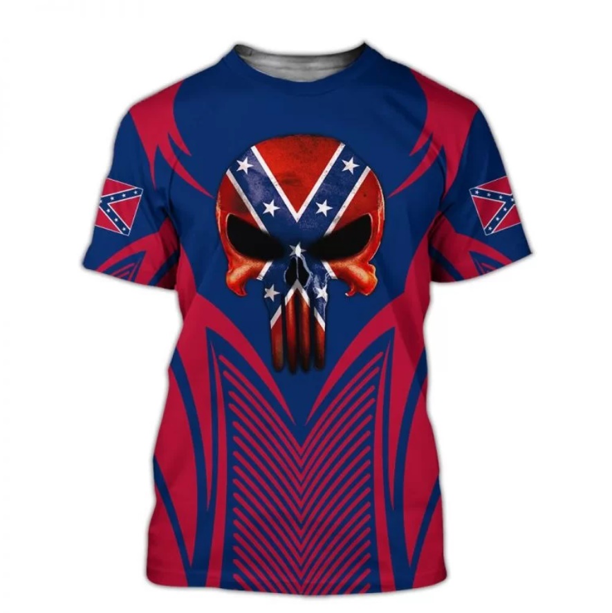 Skull Punisher Confederate Flag 3D T-shirt Skull Punisher Confederate Flag 3D T-shirt