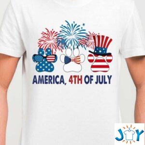 American Flag Dog Paw 4th Of July shirt