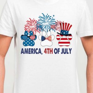 American Flag Dog Paw 4th Of July shirt