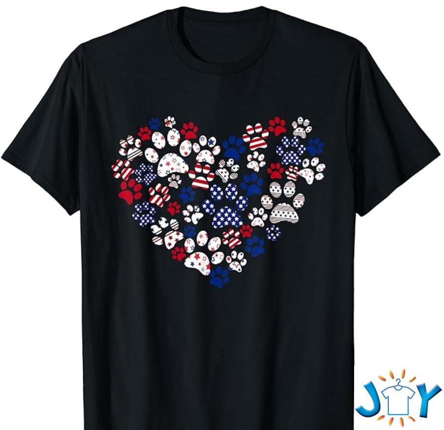 Heart Dog Paw American Flag 4th Of July Shirt Heart Dog Paw American Flag 4th Of July Shirt